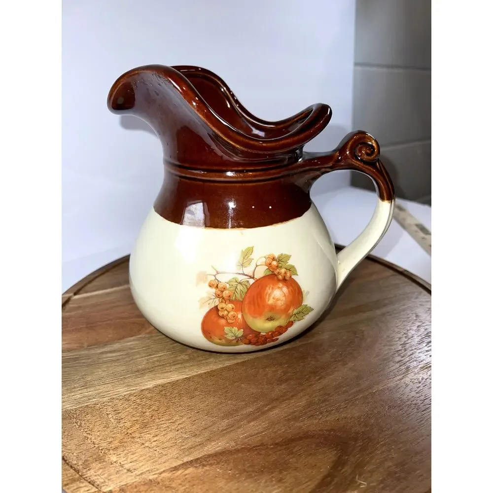 Vintage Apple McCoy Fruit Pitcher and Wash Bowl Set‎ Rustic Farmhouse Decor